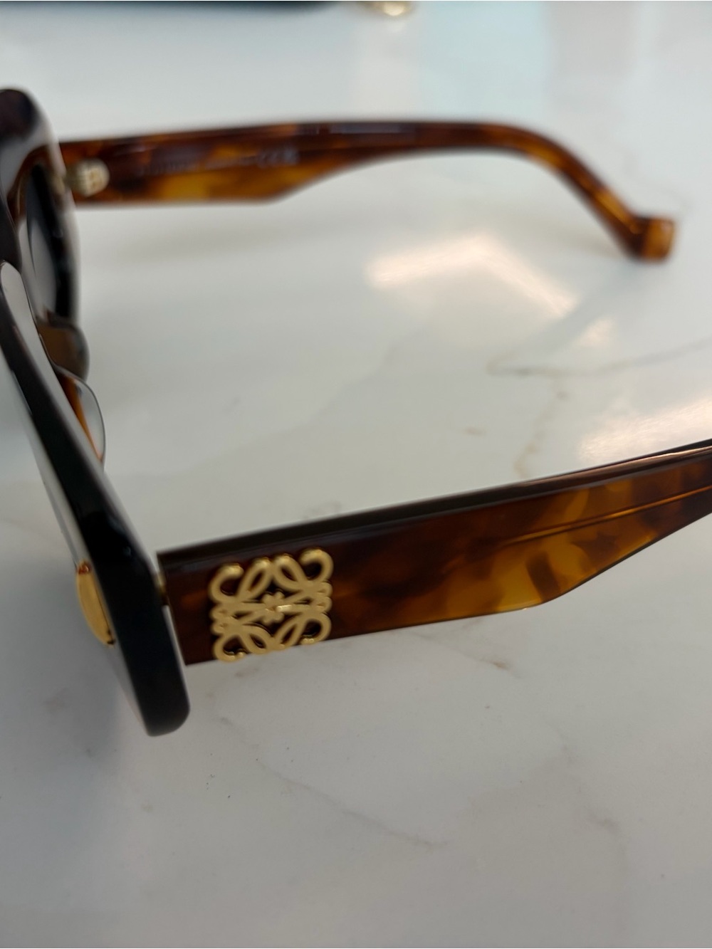 Loewe Tortoiseshell Rectangular Sunglasses with Dark Lenses - Picture 2 of 5